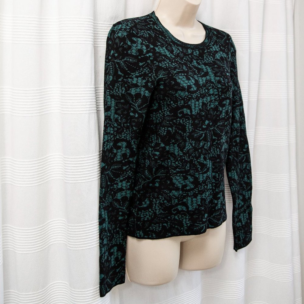 NWT Emerald Green & Black Lace Sweater